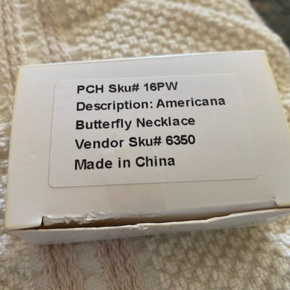 NIB * SILVER-tone BUTTERFLY necklace w RED * BLUE * WHITE CZs * chain w/extender - Picture 6 of 6